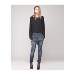 R13 Women’s Cross Over Asymmetric Jeans Size 26 Vintage Dark Wash Denim